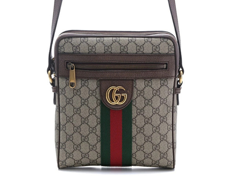 Gucci Ophidia GG Mess Bag Shoulder Brown Calfskin